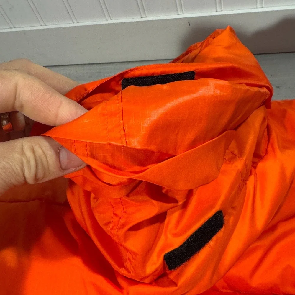 RLX‎ Ralph Lauren Down Puffer Vest Men Sz L Orange Full Zip Packable Hood